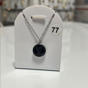 Black and Silver Logo Necklace